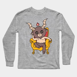 Cute Little Satan Goat on Throne Long Sleeve T-Shirt